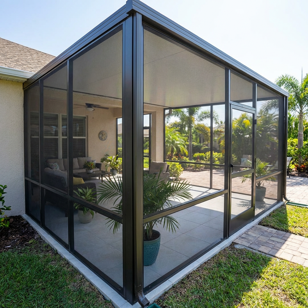 Restored lanai with new screens in Brandon