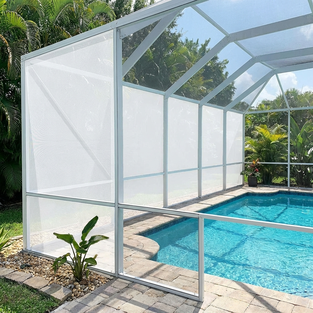 Pool cage with new super screen in Wesley Chapel