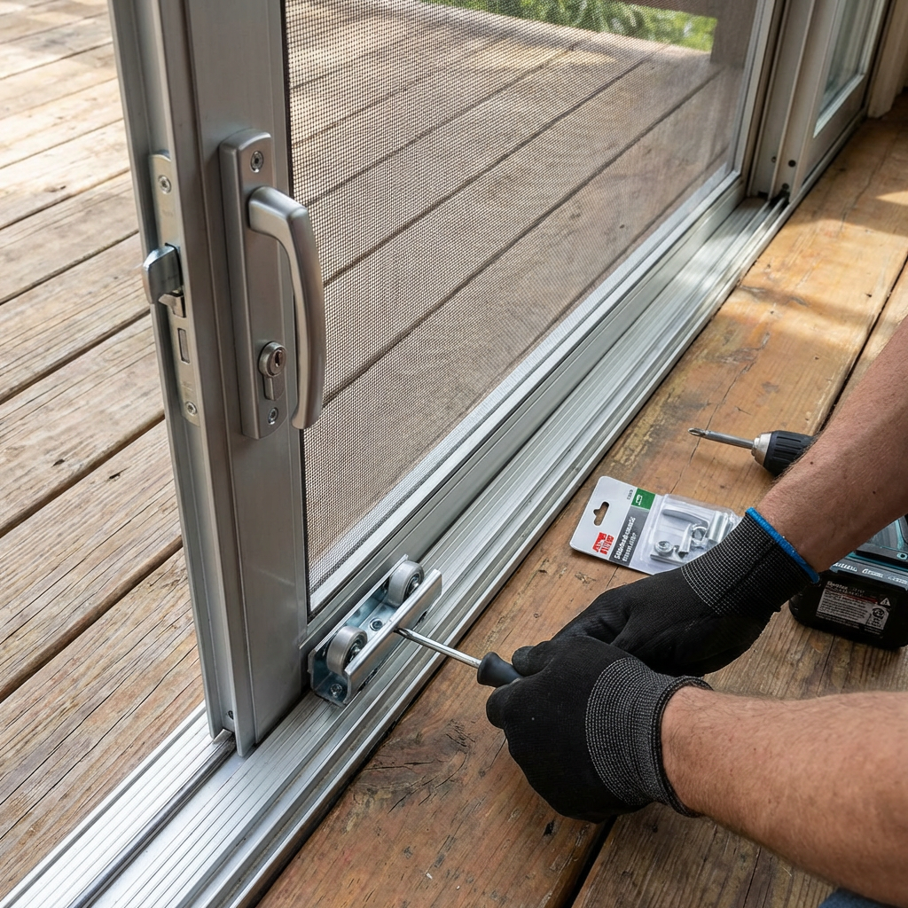 Screen door hardware replacement and repair
